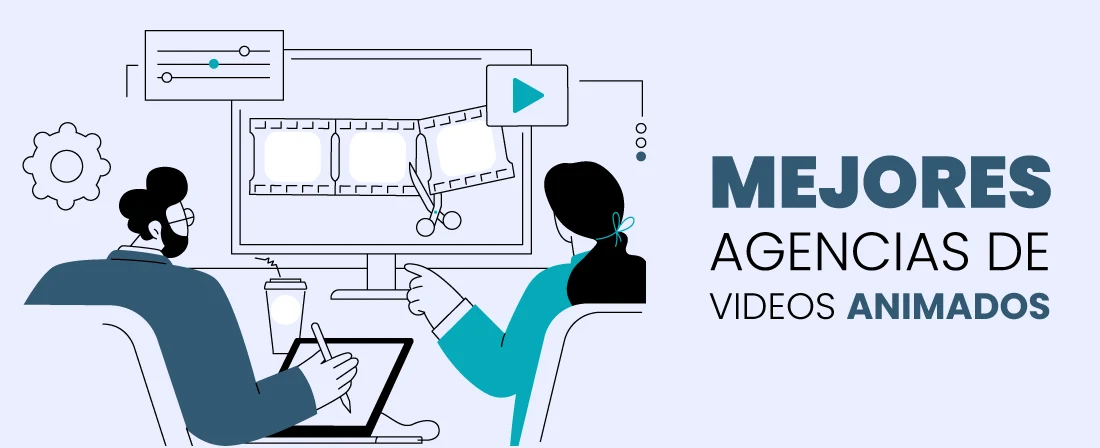 Ilustración de profesionales analizando agencias de vídeo explicativo B2B en Europa 2025.