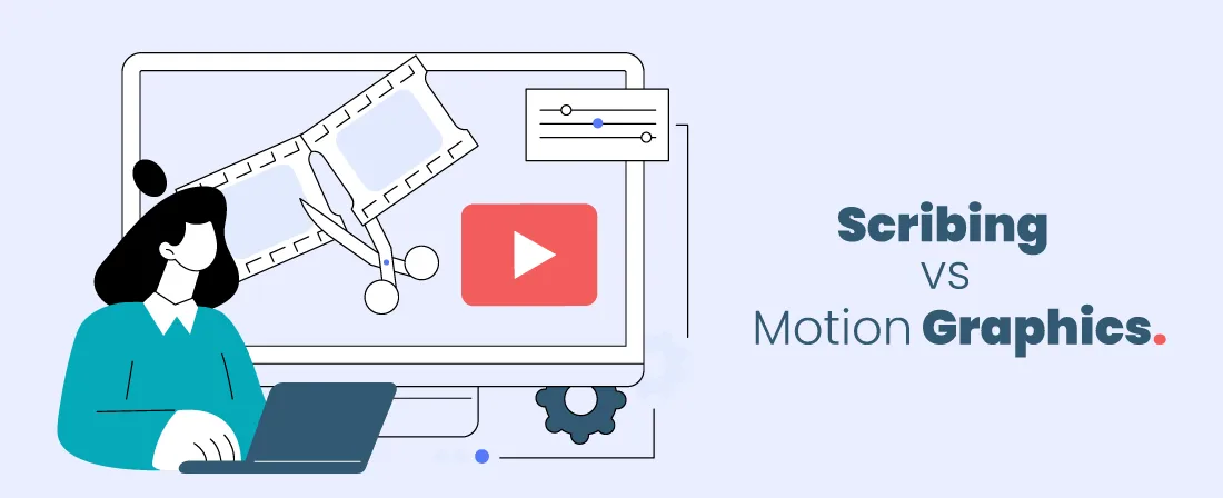 Mujer creando un video estilo motion graphics