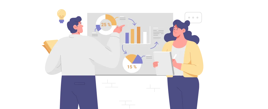 2 personas juntando ideas para un briefing de un video explicativo